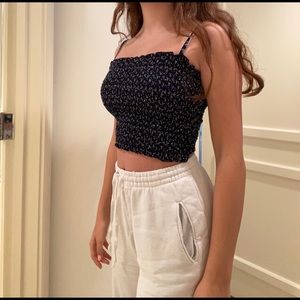 Navy floral Brandy Melville adjustable tank top